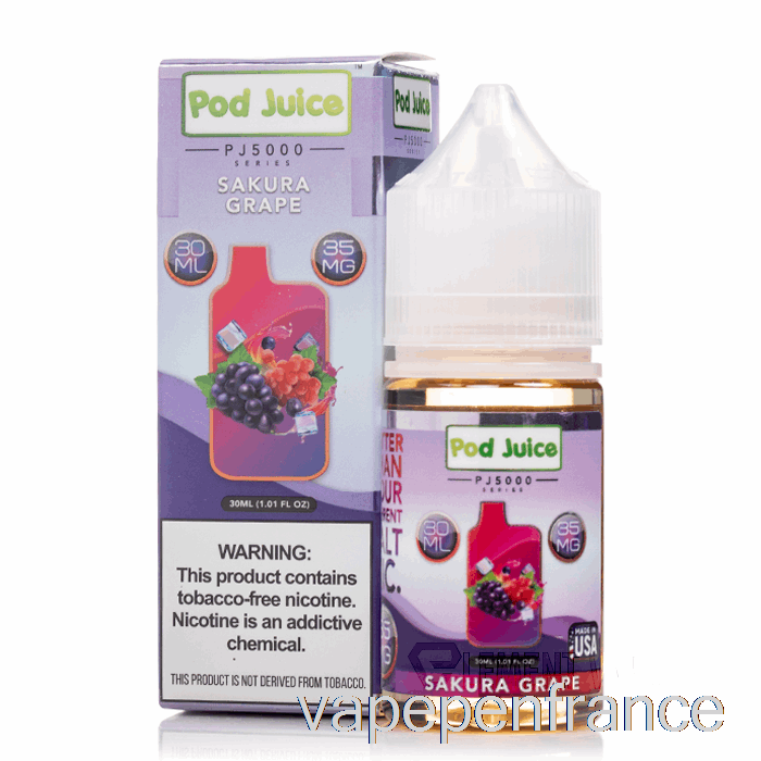 Raisin Sakura - Jus De Gousse Pj5000 - Stylo Vape 30 Ml 55 Mg